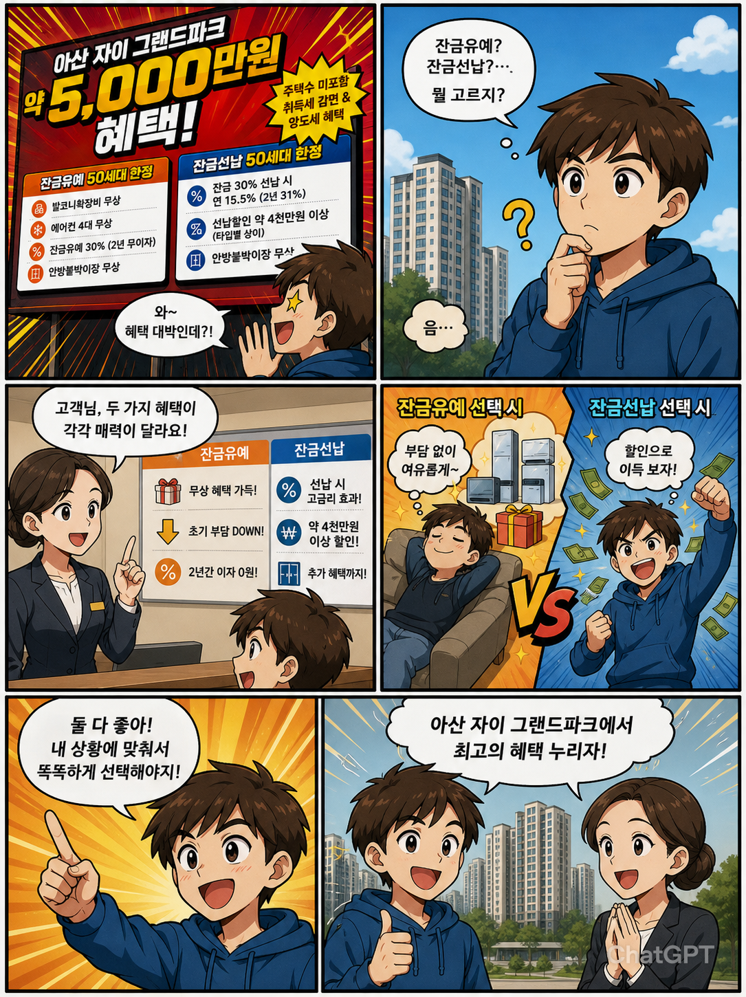 아산 자이 그랜드파크 잔금유예 50세대 한정 vs 잔금선납 50세대 한정 혜택 비교 안내